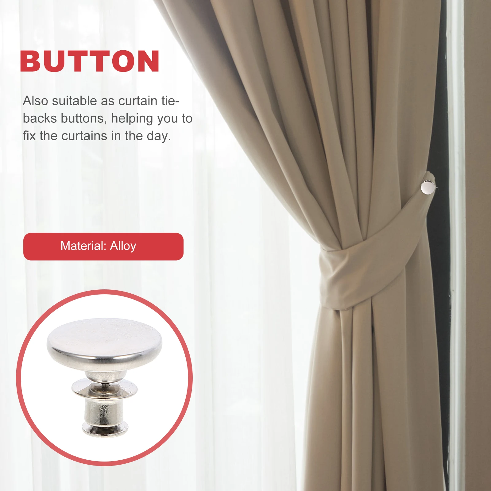 

10pcs Curtain Tiebacks Buttons Alloy Pants Waist Tightener For Jeans Size Down Button Extender Clip Holder Sewing Craft Supplies