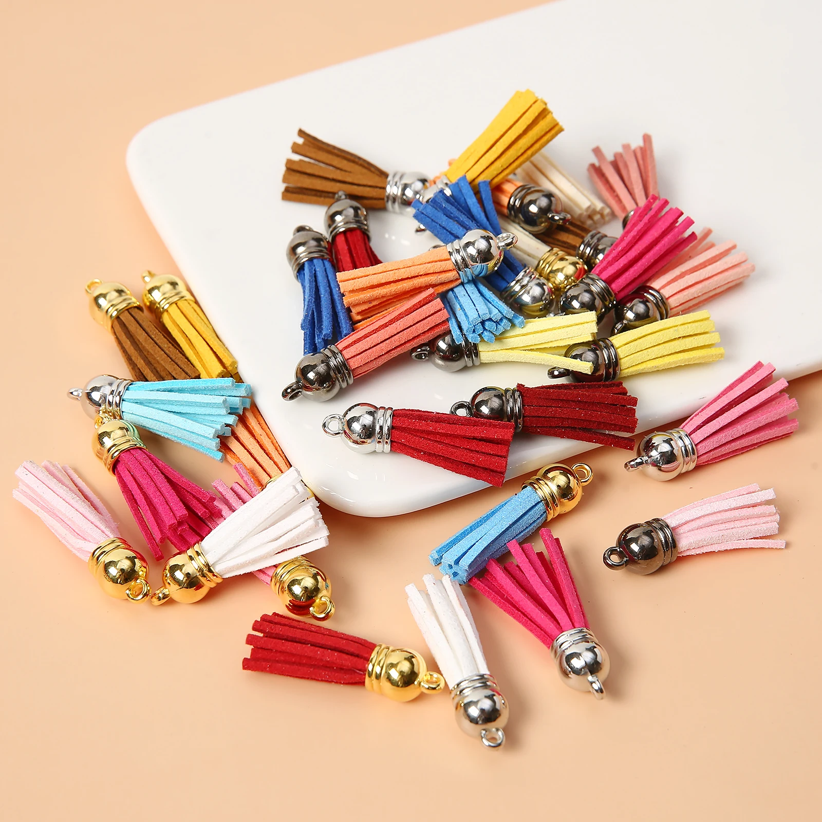 20 Pcs New Fashion Leather Tassel Key Chain Women Cute Tassel KeyChain Bag Accessory   Car Key Ring Fringe Jewelry