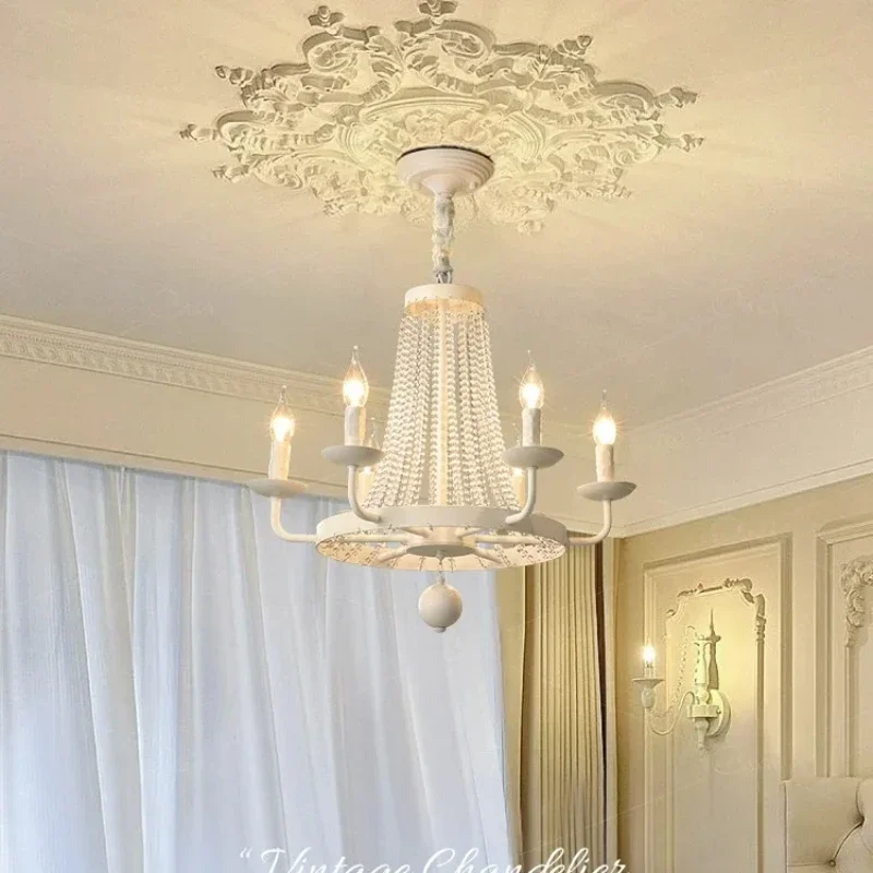 American Country Candle Chandelier French European Pastoral Style Home Decor Pendant Lamp Village Wrought Ion Crystal Chandelier