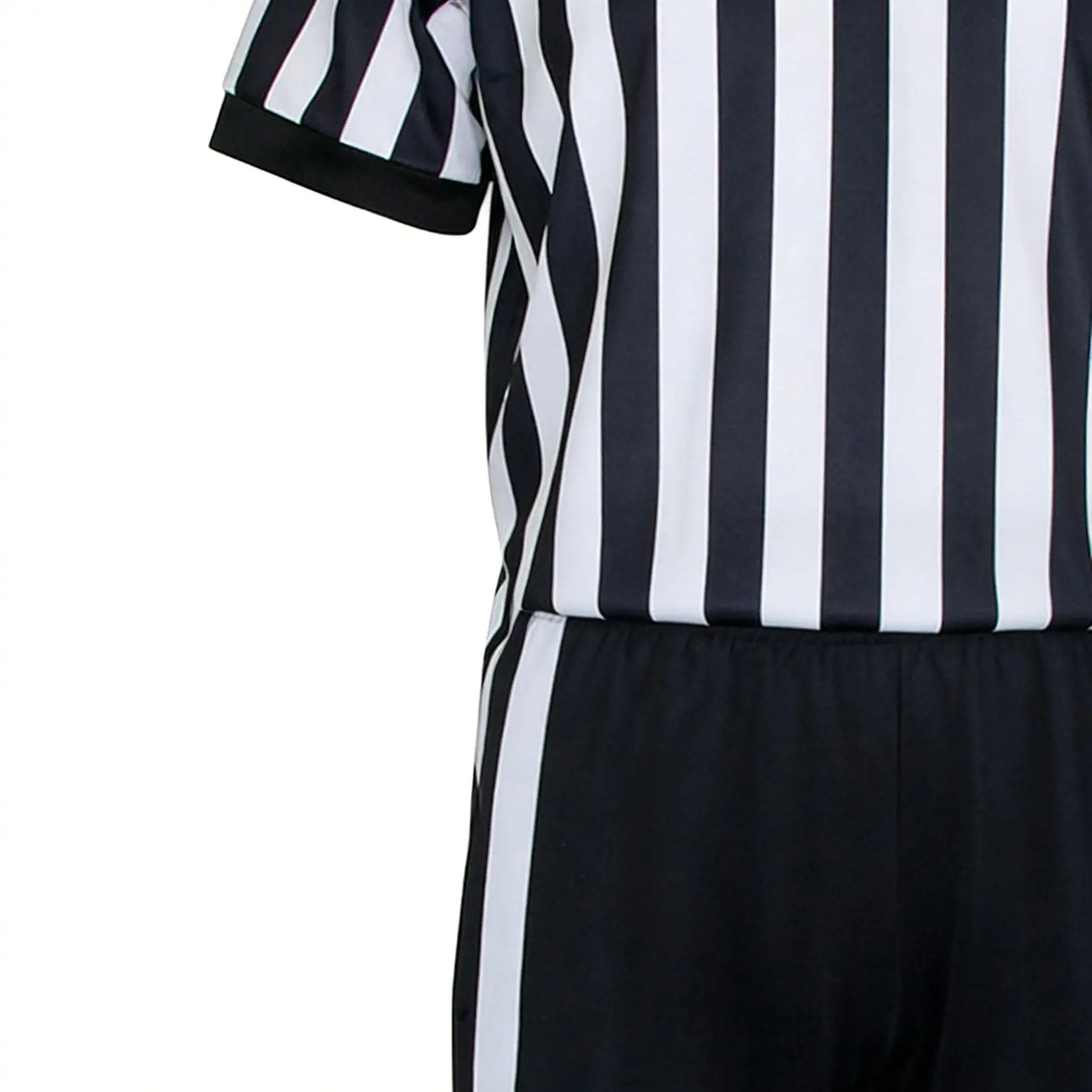 

Basketball Referee Shirt Black White Stripes Uniform Costume Short Sleeve V-Neck Ref Jersey With Pants For Soccer Basketball