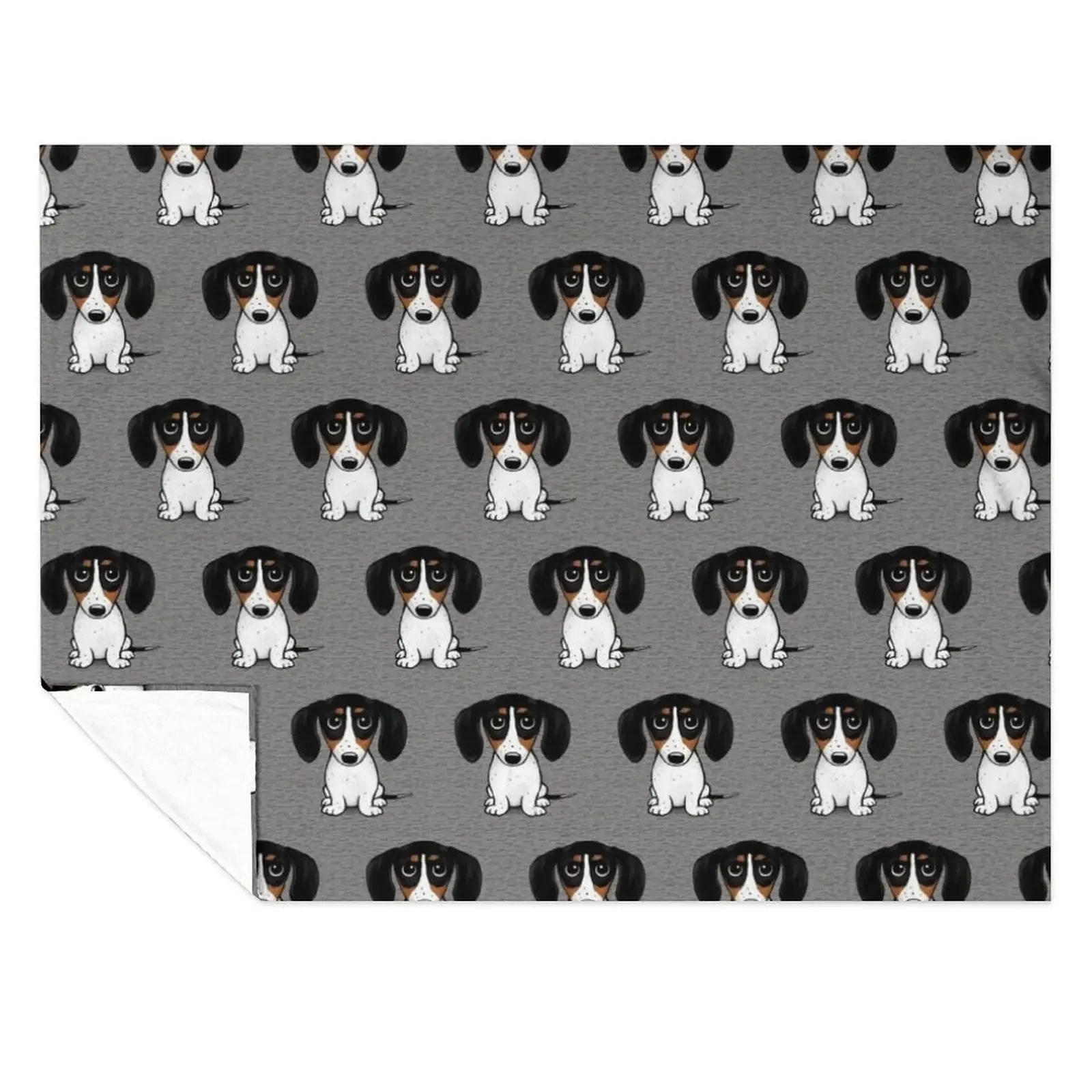 

Piebald Dachshund | Cute Black, Tan and White Wiener Dog Throw Blanket blankets and throws manga funny gift Blankets