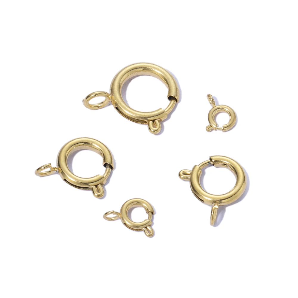 10Pcs Stainless Steel 5/6/8/10/12MM Round Claw Spring Clasps Hooks for Jewelry DIY Bracelet Necklace Connectors Supplies