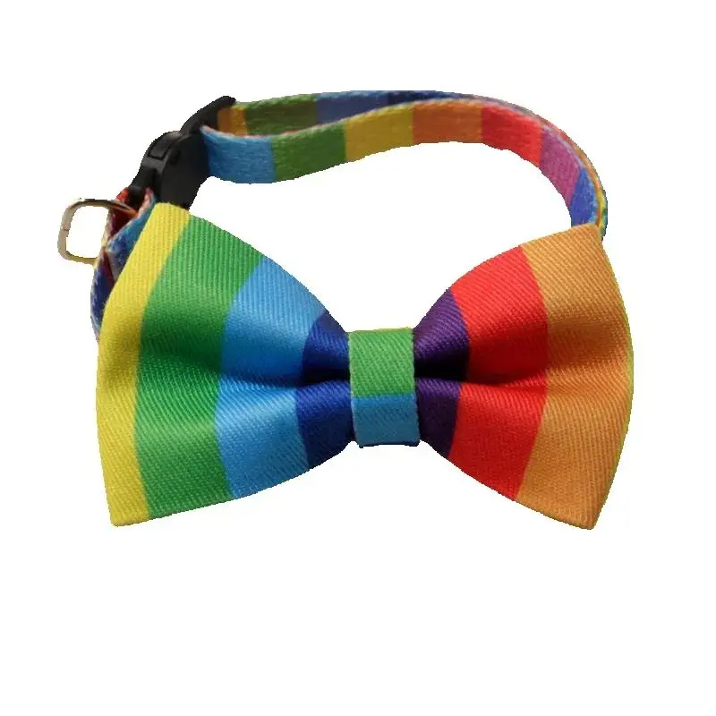 

Hereyougopet Rainbow Dog Collar, Adjustable Woven Polyester Collar for Dogs & Cats for LGBT Pride Month Favor June Celebration