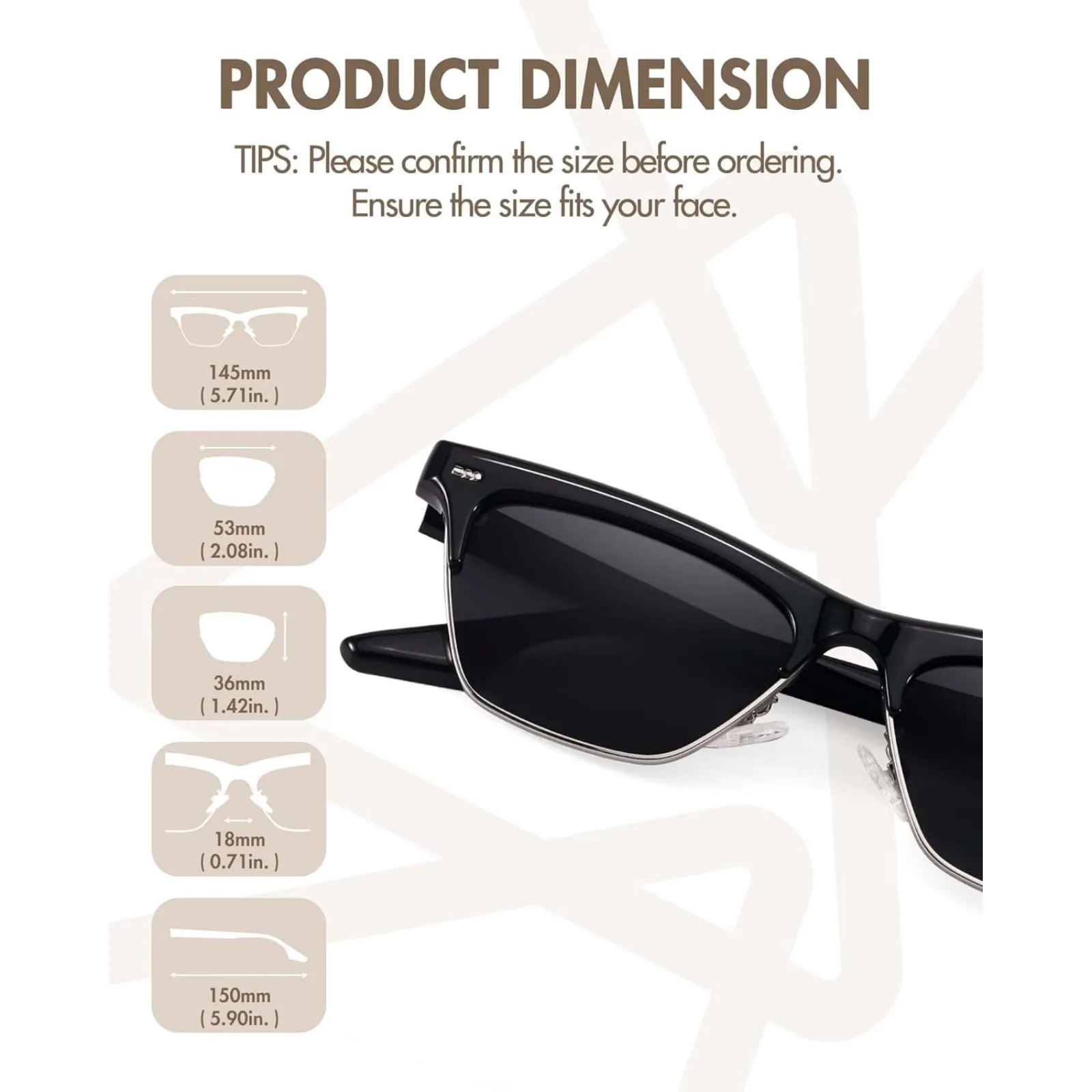 IOYGlasses-نظارات شمسية مستقطبة لعين القط للنساء ، نظارات شمسية شبه بدون إطار ، مصمم عتيق ، حماية UV400