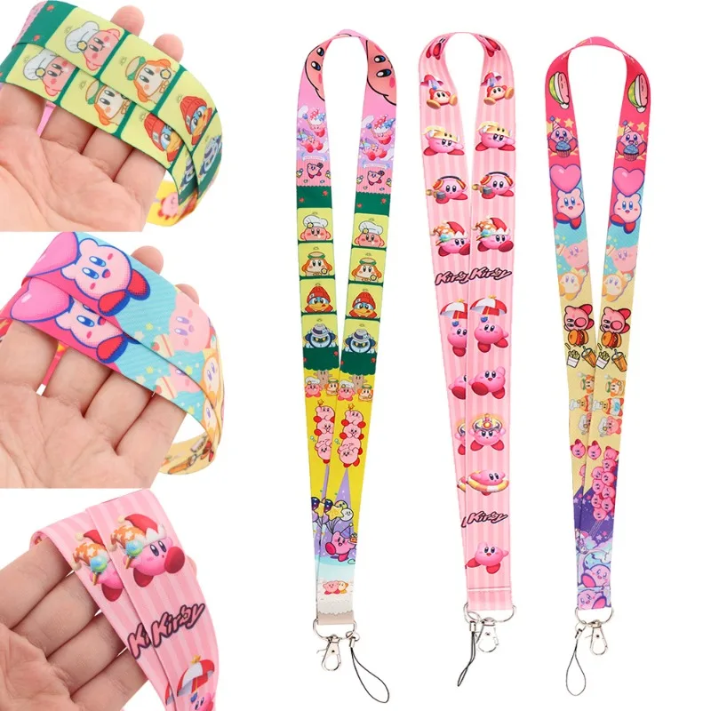 Kirby Cartoon Neck Strap for Phone Card Case Badge Holder Anime Portable Hanging Lanyard Cute DIY ID Card Phone Accessories Gift