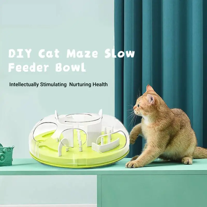 Cat Puzzle Interactive Treat Dispensing Toy Mental Enhancement Slow Feeder Toy  Interesting Cat Maze Slow Feeder Tray Bowl