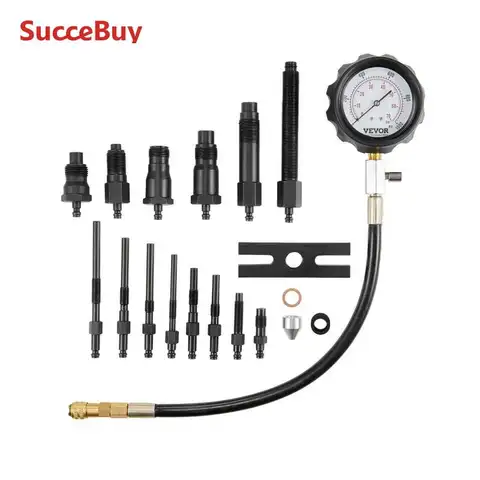 SucceBuy Diesel Engine Compression Tester 18pcs Cylinder Pressure Test Tool Kit Diesel Injector Tester Check Cylinders For Truck