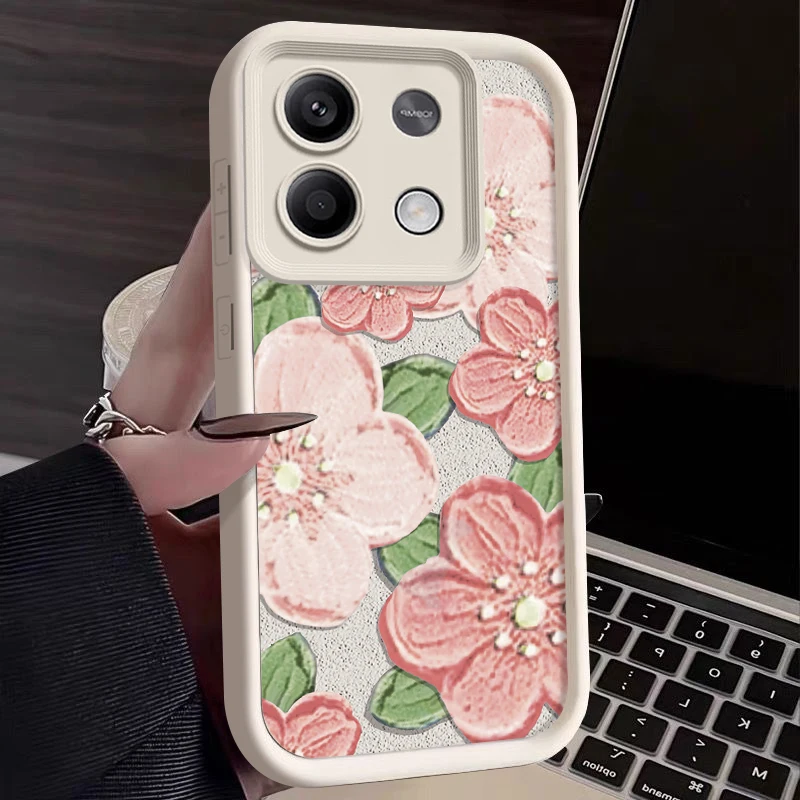 

Oil Painting Flower Phone Case For Xiaomi Redmi Note 13 Pro 4G Note 12 11 Pro 5G Poco X6 X5 Pro 13T K70E Soft TPU Silicone Cover