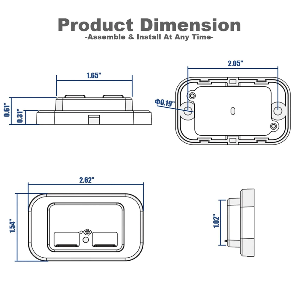 6PCS 12V/24V RV USB Outlet, Dual PD3.0 Type-C (USB C) & Quick Charge QC3.0 USB-A Port Panel Mount Car USB Socket Charger