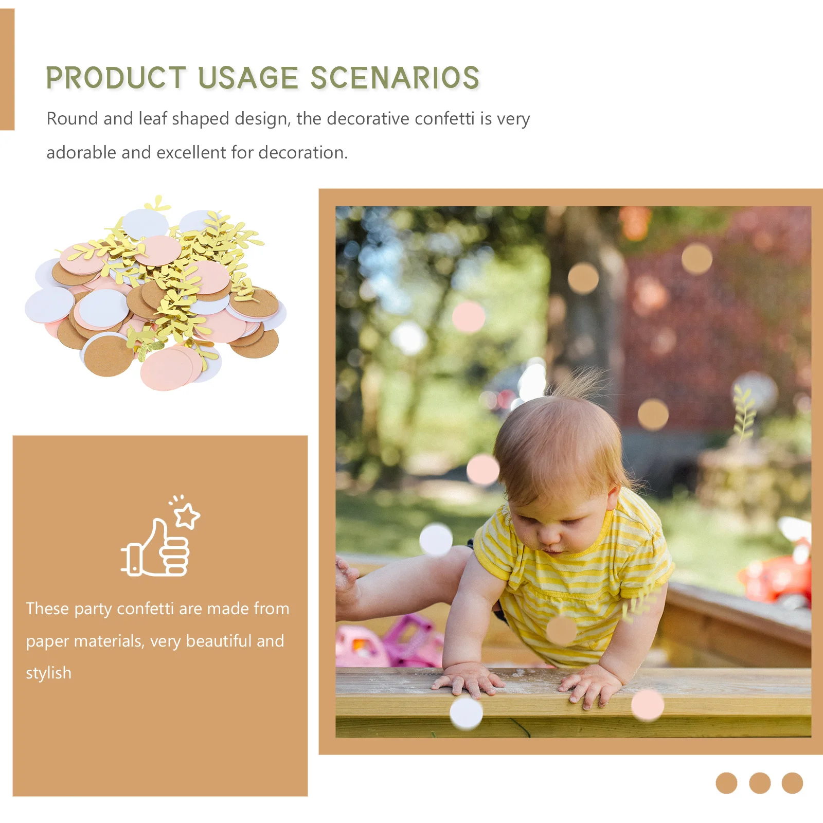 

1Set Gold Leaf Confetti Round Adorable Design Home Wall Room Table Festive Party Accessory Colorful Confetti Table Decoration