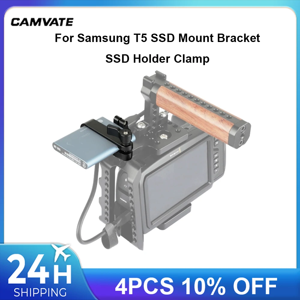 CAMVATE Mount For Samsung T5 SSD Mount Bracket SSD Holder Clamp Attached Cage via M5/1/4