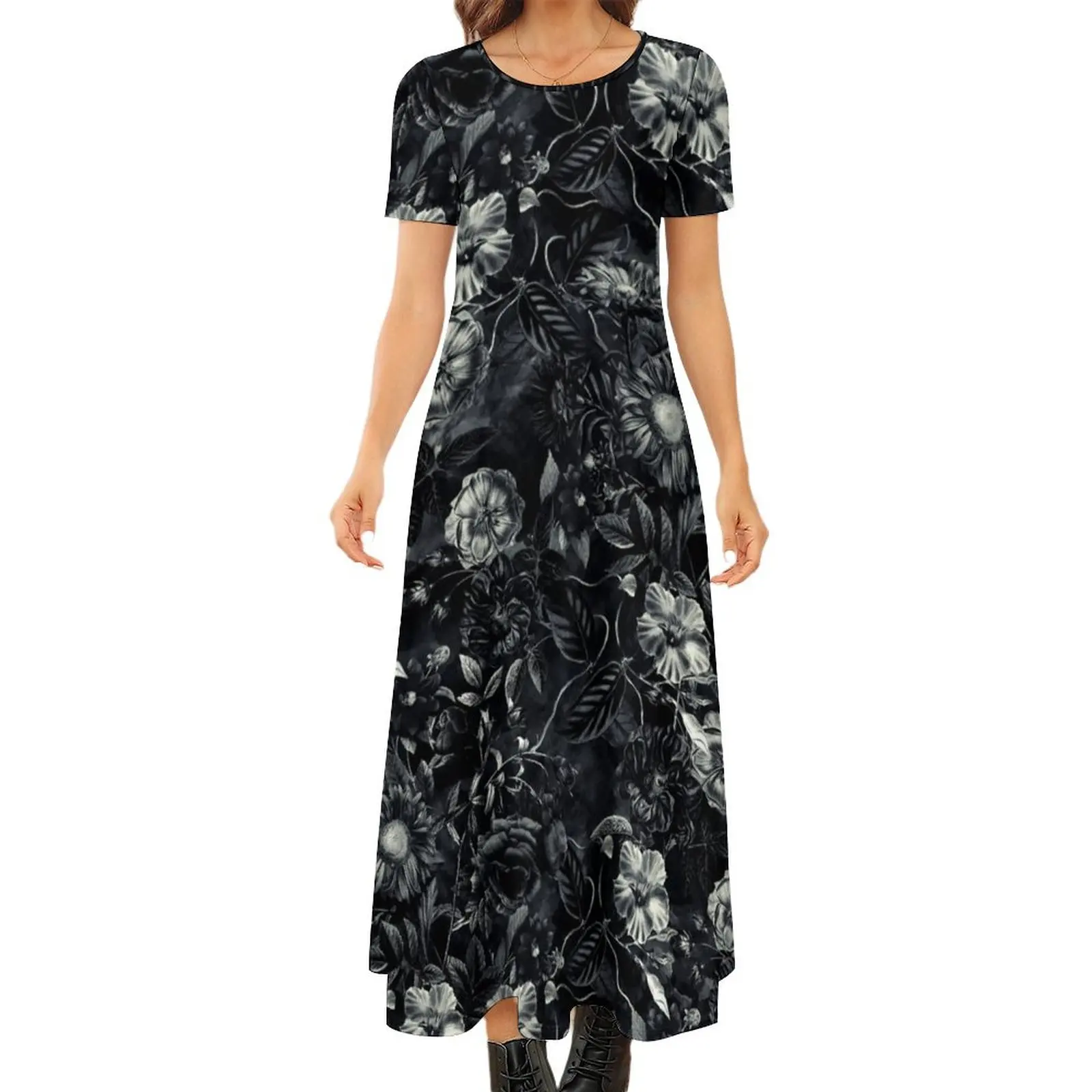 

Darkness Round Neck Short Sleeve Dress clothes dresses for special events womens dress Party dresses for women