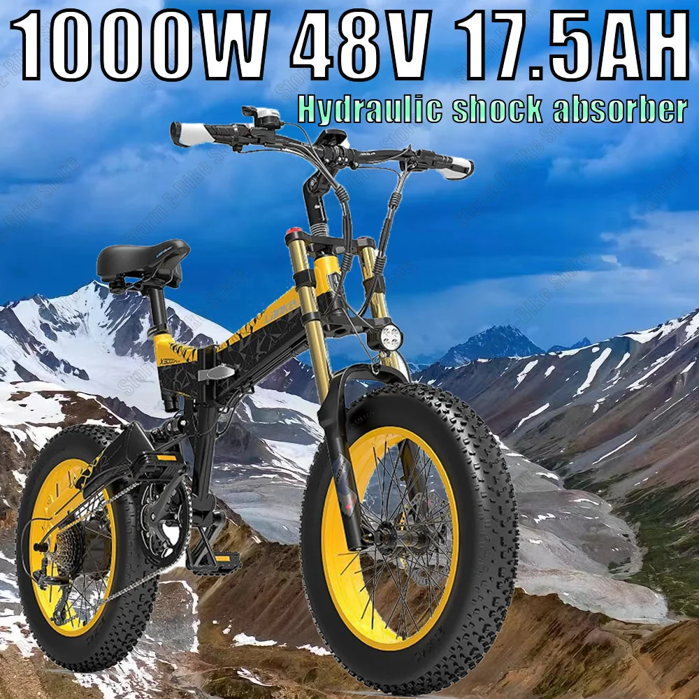 Mountain E-Bike X3000PLUS 1000W Motor 48V17.5AH Lithium battery 40KM/H Urban Commuter E-Bike 20*4.0 Tire Off-Road Electric Bike