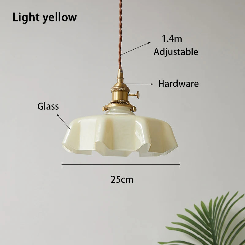 Moderne glazen bloem lange hanglamp met schakelaar aluminium volledig koperen lampkop slaapkamer nachtkastje en eetkamerverlichting