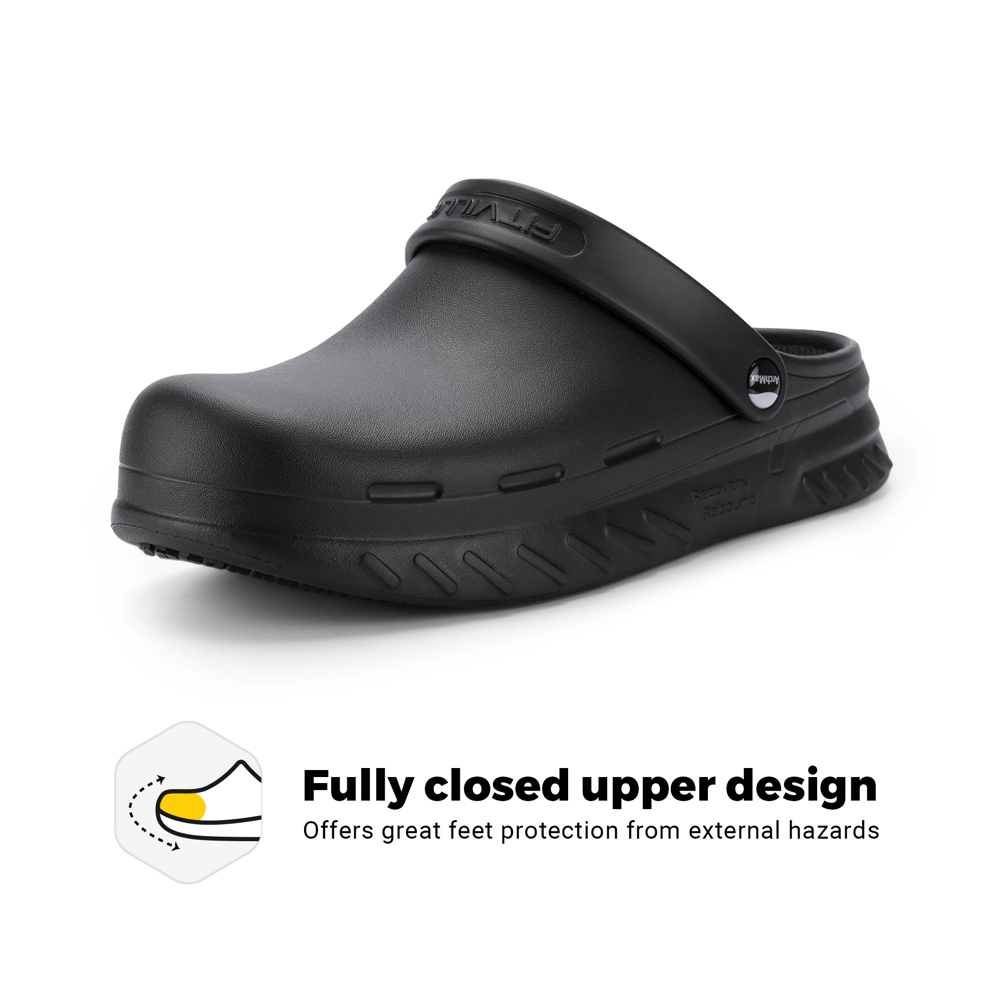 FitVille Brede koksschoenen voor heren, tuinschoenen, antislip werksandalen voor foodservice, waterdicht met steunzool