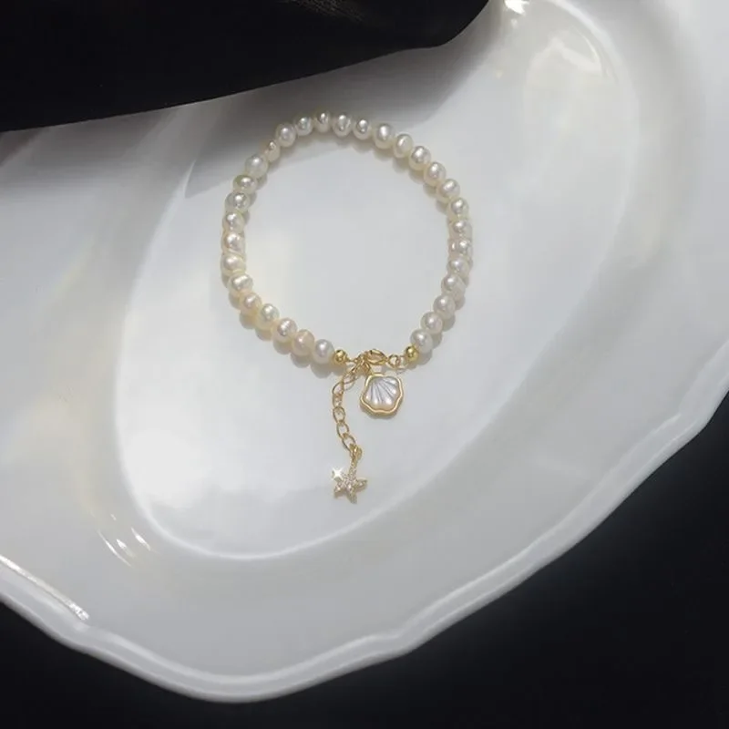 

Baroque Freshwater Pearl Bracelet Female Freshwater Shell Starfish Girls Fashion Jewelry Girlfriend Internet Celebrity Jewelry