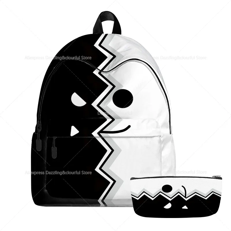 Angry Geometry Dash Backpack 2pcs/set Multi-pocket Unisex School Boys Girls Student Bag Teenagers Mochila Fashion Children Gifts