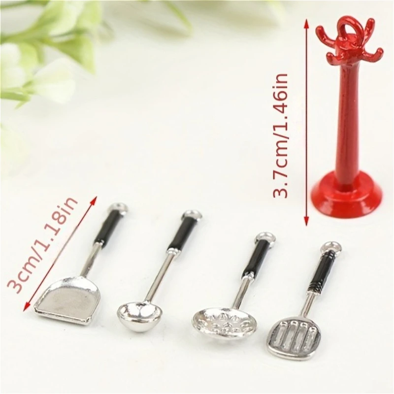 

1set 1:12 Dollhouse Mini Kitchen Utensil Model Vertical Hanging Spoon Spatula Spoon Colander Set Playhouse Kitchen Food Play