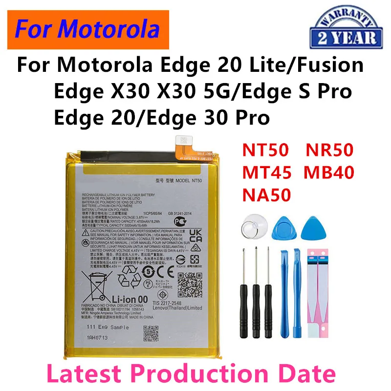 Original  Battery NT50 NR50 MT45 MB40 NA50 For Motorola Moto EDGE 20 Lite/Fusion Edge X30 5G S PRO 30 Pro  Phone Batteries+Tools