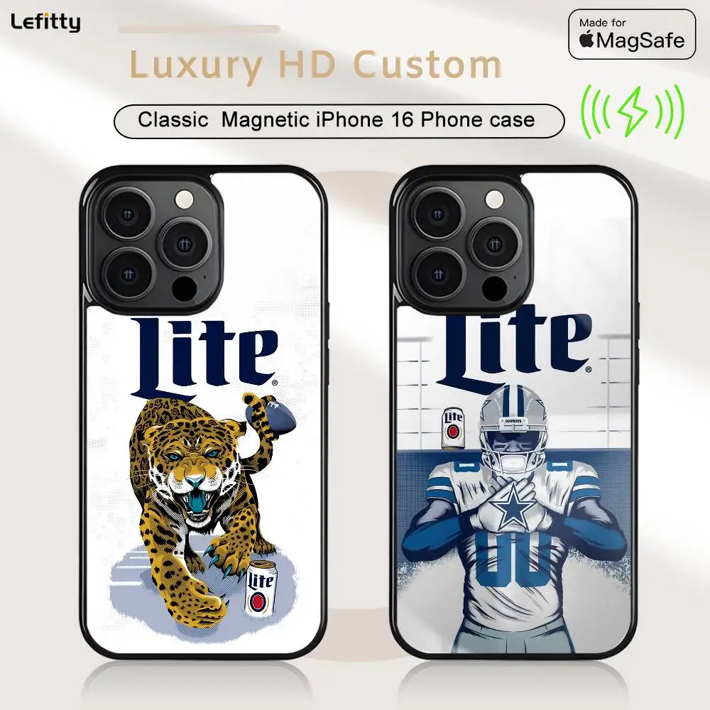 

Beers M-Miller L-Lite Phone Case For iPhone 16 15 14 13 12 11 Pro Max Plus Mini Magsafe Charging Cover Magnetic Hard Shell