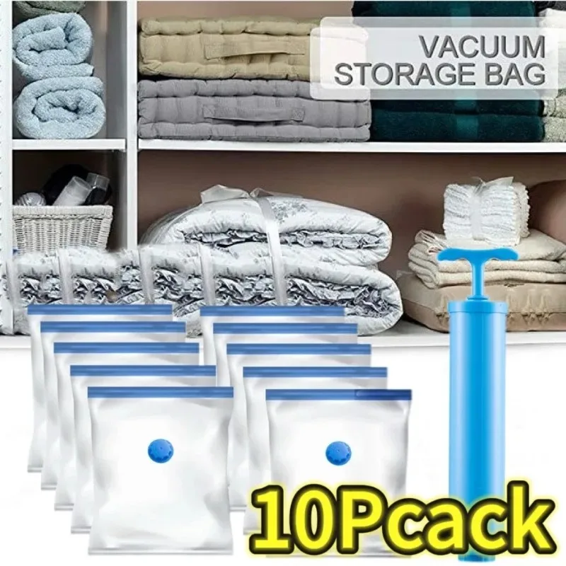 1–10 Stück Vakuum-Aufbewahrungsbeutel, vakuumversiegelter Beutel, platzsparende Beutel für Bettdecken, Kleidung, Kissen, Bettwäsche, Decke, Aufbewahrungsorganisator