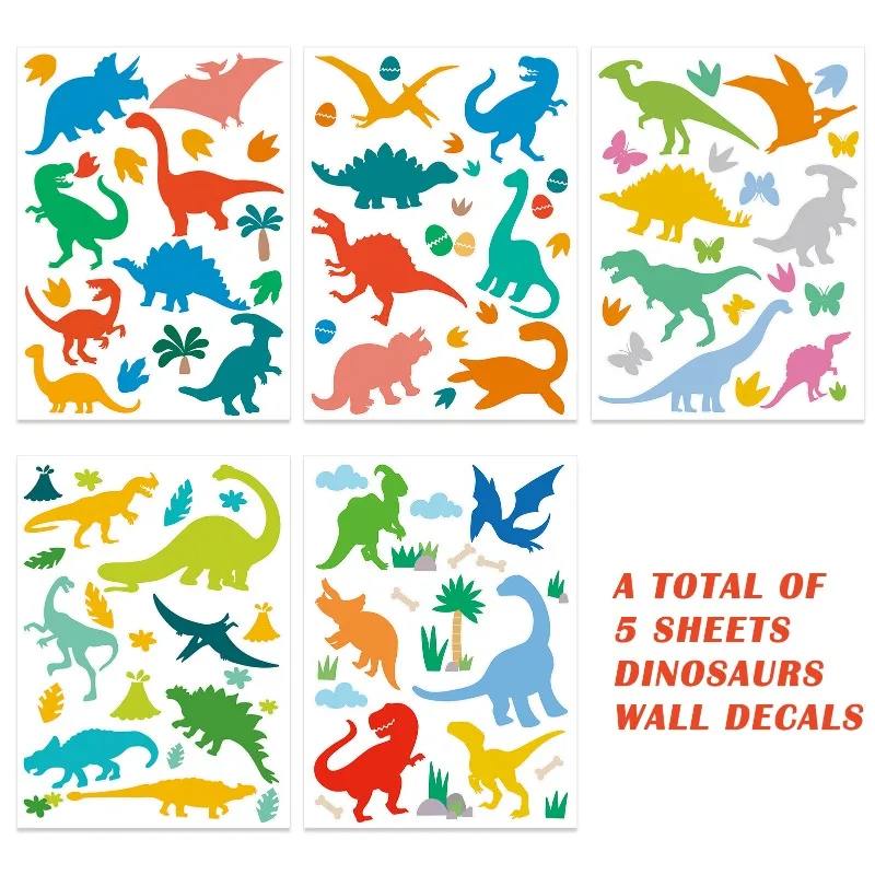 Dinosaur wall sticker cute cartoon glass door self-adhesive sticker kindergarten party background children's room decoration