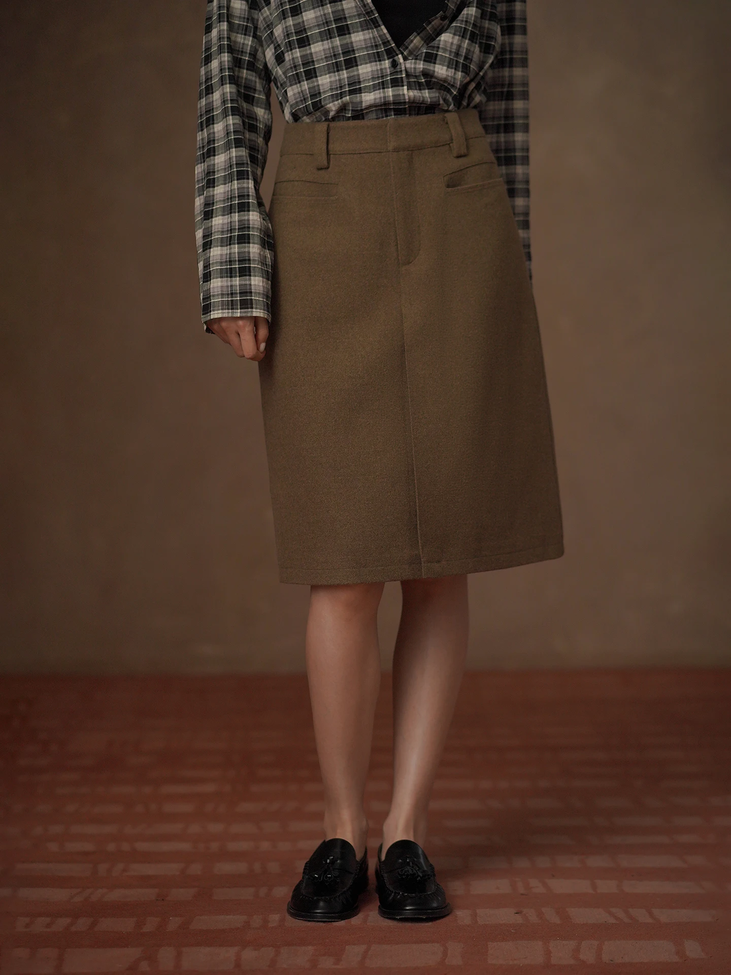 Hacikis Miss Perfect Autumn Winter High Waist Slim Straight Tube Woolen Skirt Quality Tailoring City Walk Casual Style
