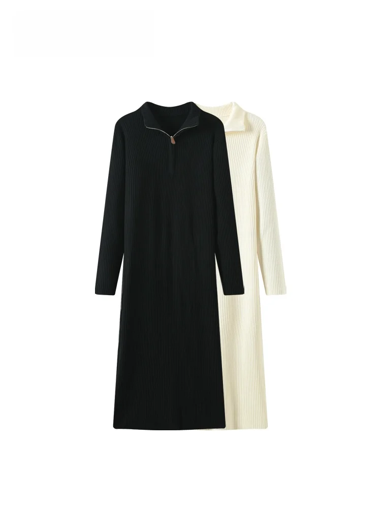 

Faionable Large Size Ne Long Sve Dr Women's Spring New Sle Slimming Trendy Skirt Straight Tube Knitted Dr