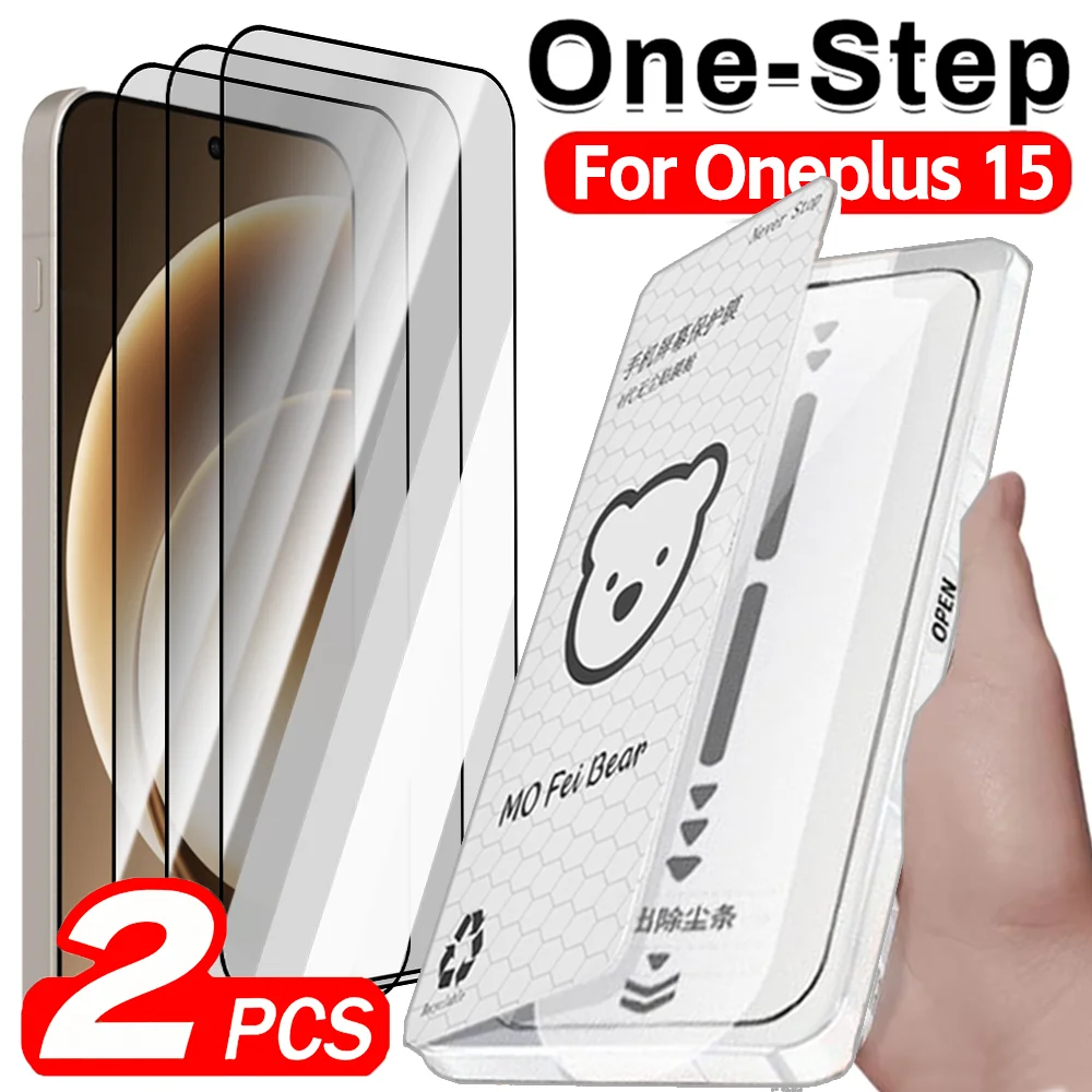 

2-1 шт. Защитное стекло HD для OnePlus 15, безворсовая защита экрана, легкая установка, защитные пленки, инструмент для приклеивания в один клик