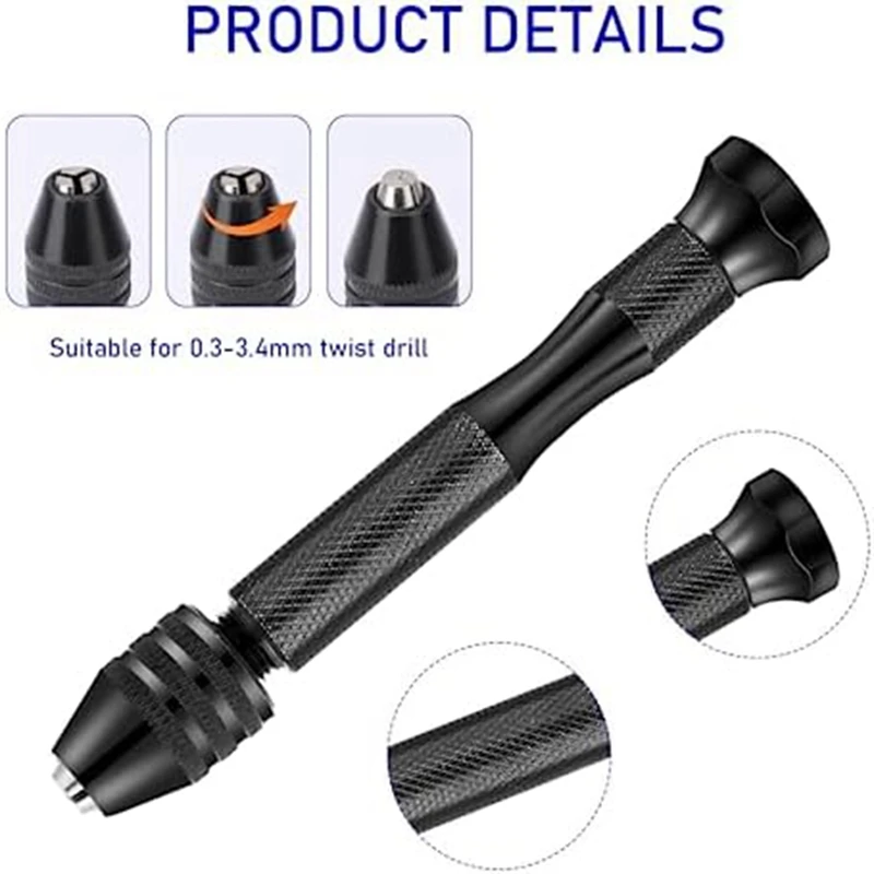 Jeu de forets à main minimicro pour résine, étau à broche, perceuse à main, modèle Claycraft polymère, bijoux exécutifs, argent et noir, 36 pièces