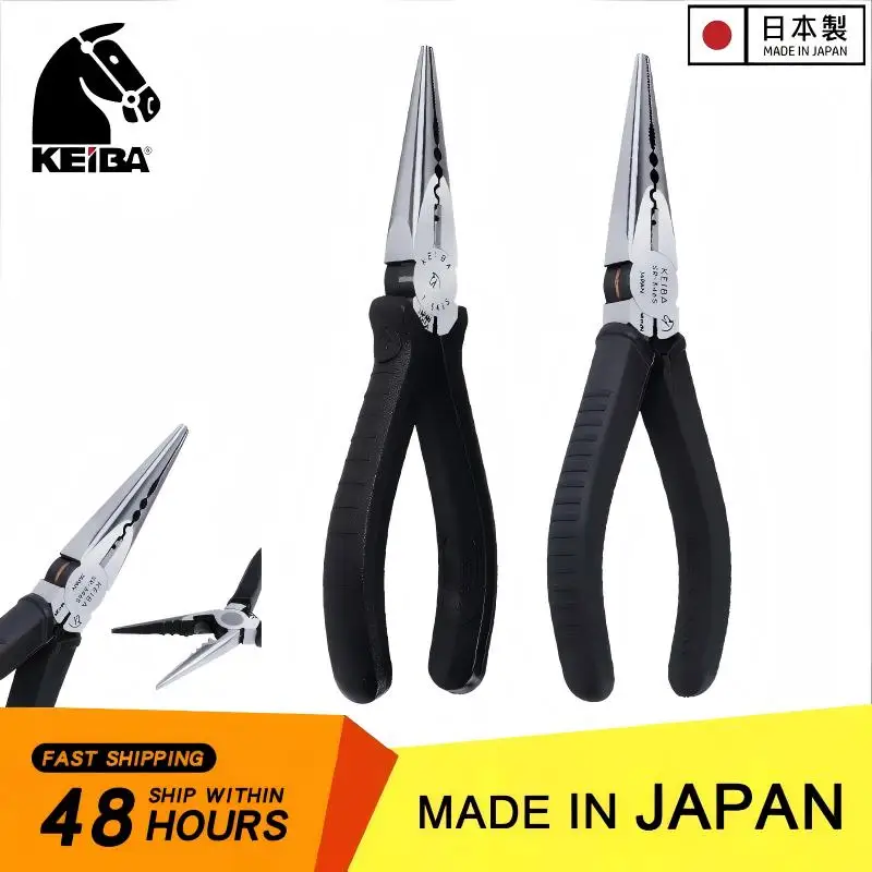 JAPAN KEIBA Needle Nose Pliers: Jewelry DIY, Long Nose with Cutting Edge | T-346S/316S SR-346S ET-328S| Precise Durable