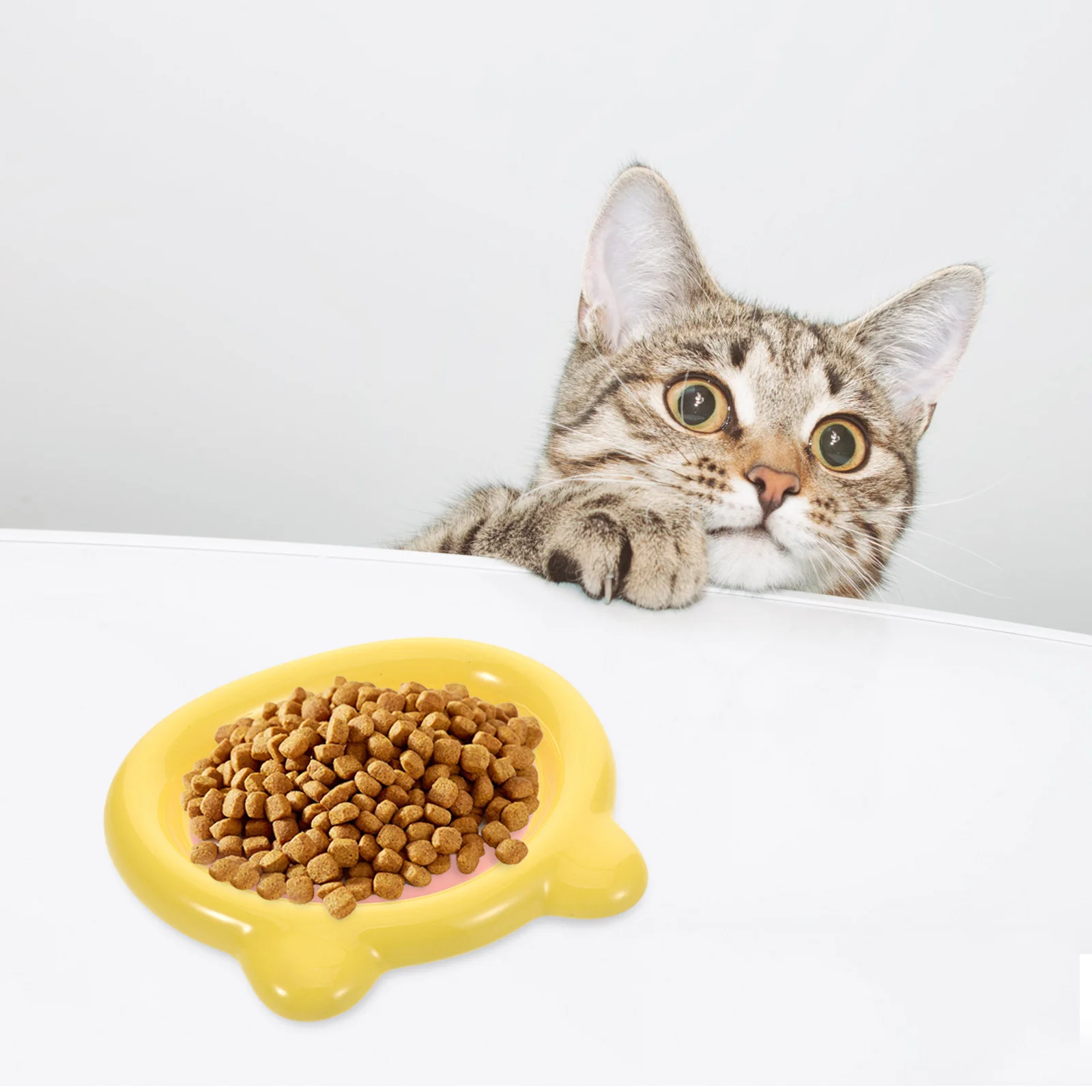 Cuenco de cerámica para alimentación de mascotas, bigote poco profundo, reducción de fatiga para gatos, perros pequeños, plato de agua para comida seca y húmeda, uso en interiores