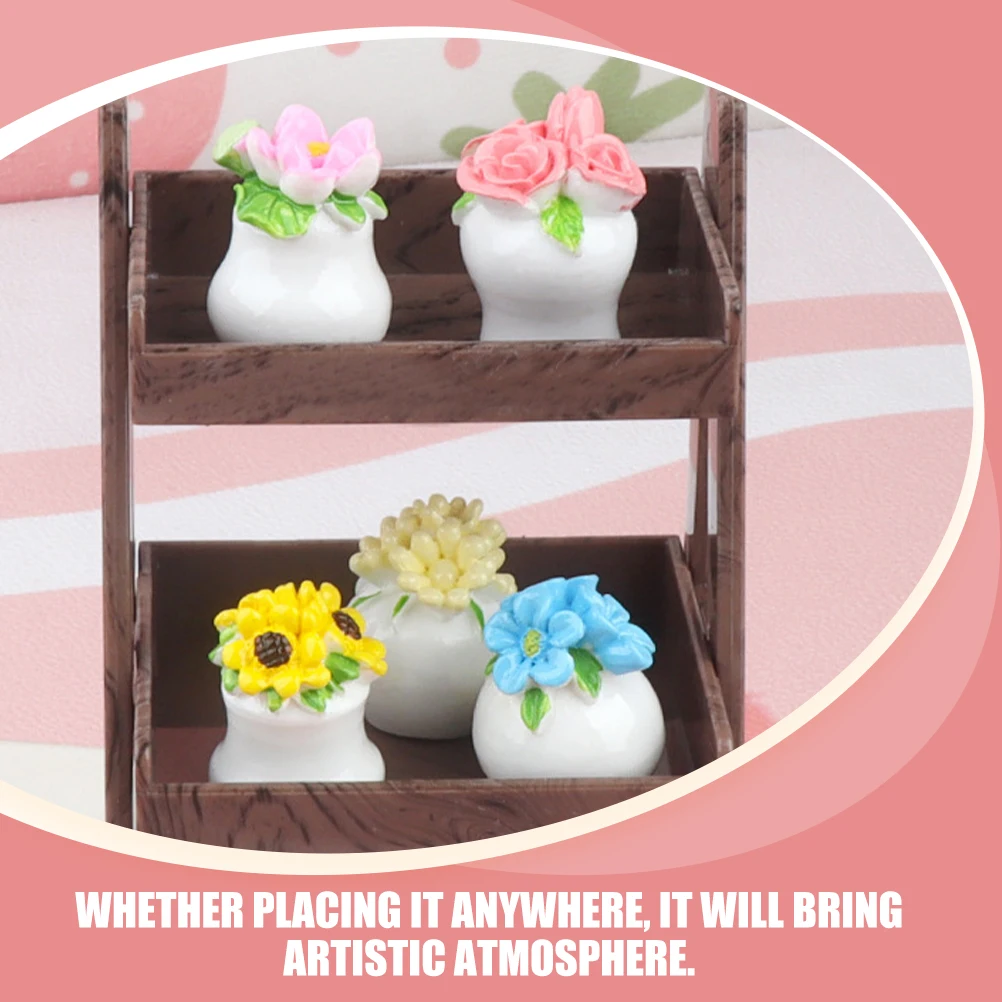 

10pcs Resin Lifelike Artificial Flower Bouquets Fade-Resistant Mini Bonsai For House Desktop Garden Ornament Gift Miniature