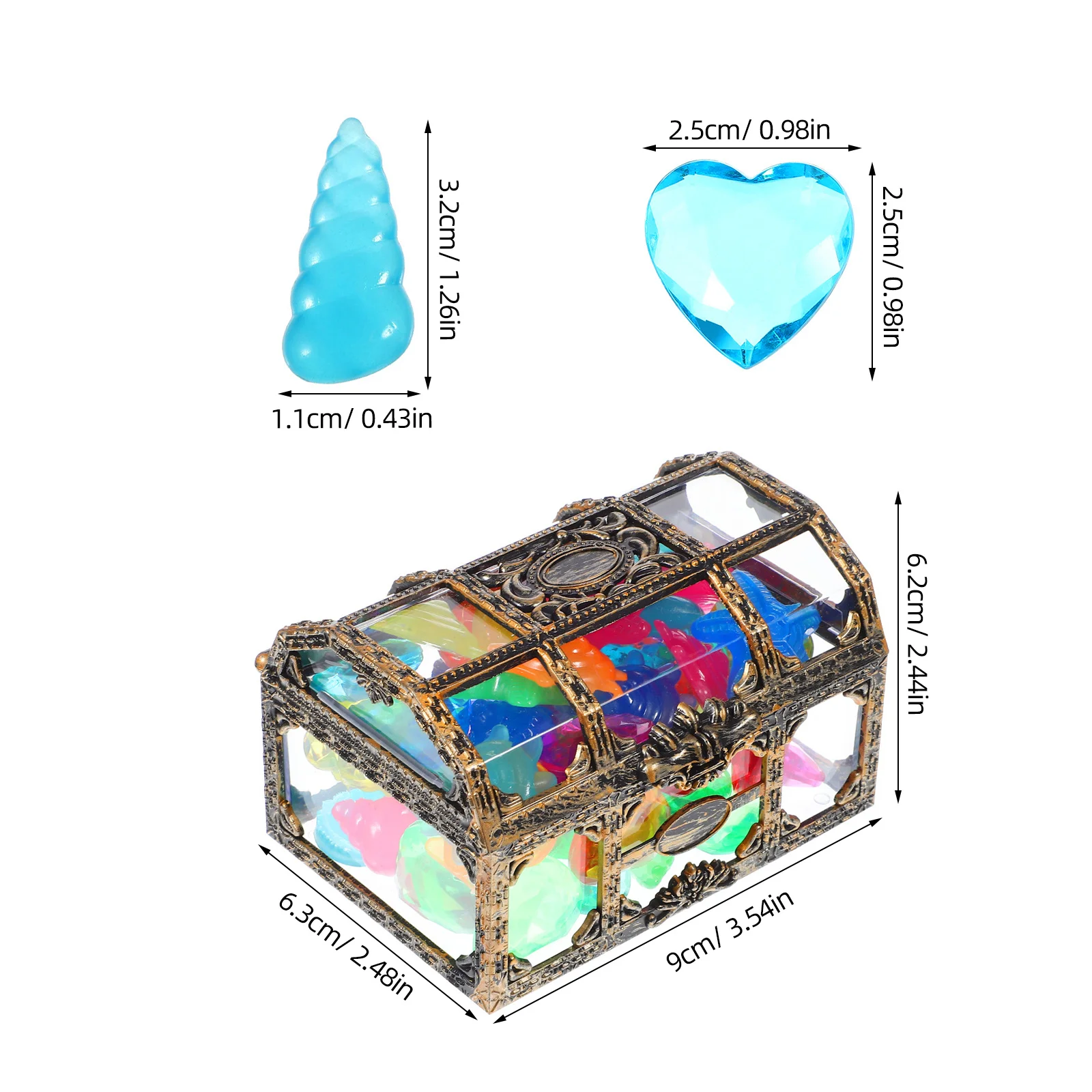 مجموعة ألعاب صدر الكنز القراصنة Kisangel لحمام السباحة والغوص والأحجار الكريمة البلاستيكية بلون عشوائي