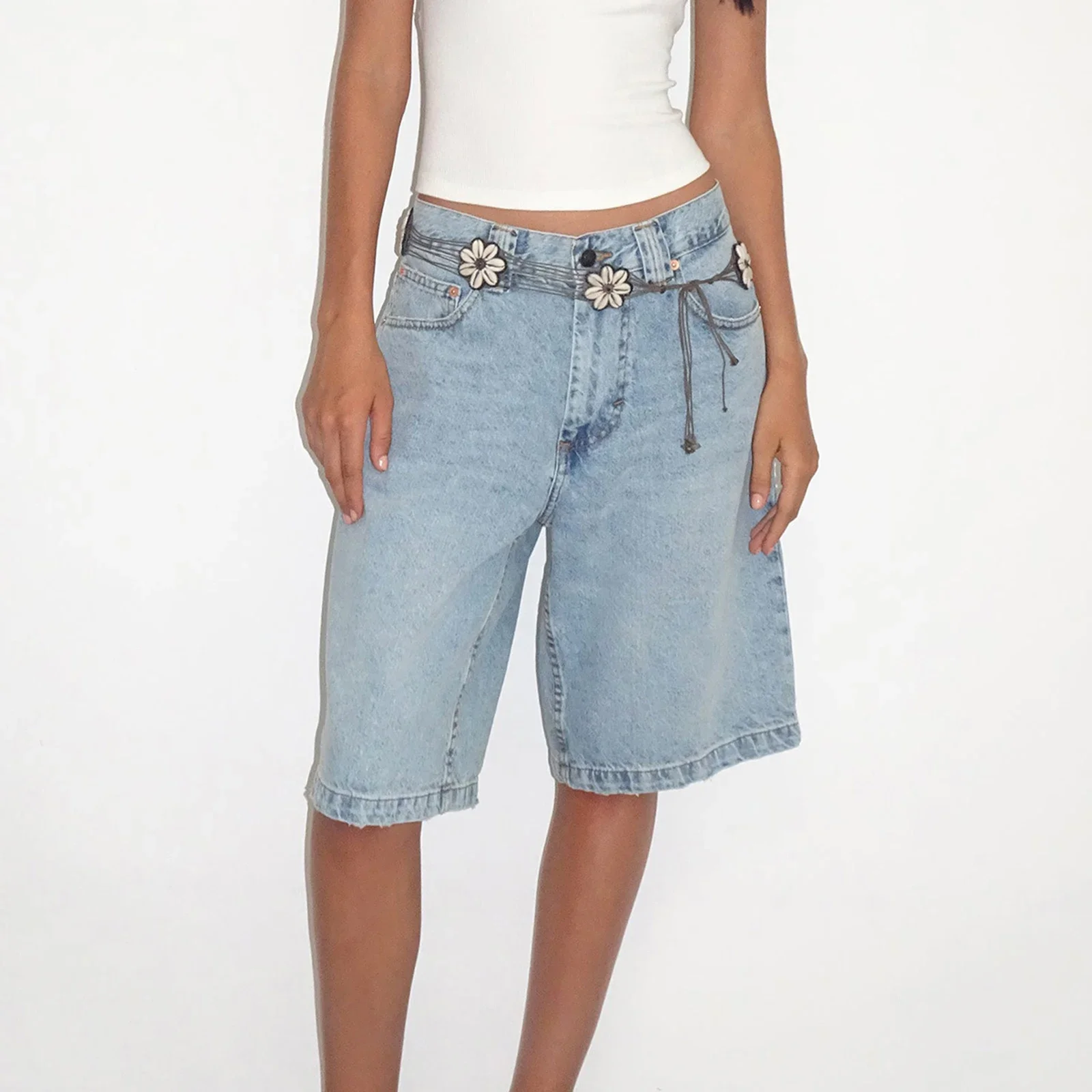 Women's Jean Shorts Y2k Loose Denim Baggy Bermuda Shorts Low Rise Wide Leg Trendy Casual Summer Denim Shorts