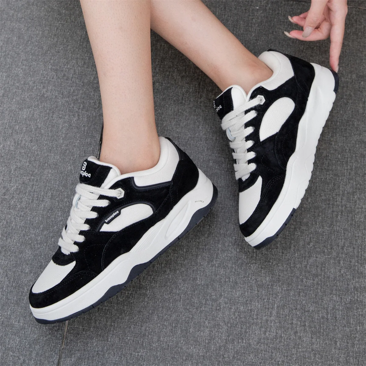 Baasploa Women Walking Shoes 2025 Comfort Leather Casual Sneakers Female Fashion Skateboarding Shoes Non-Slip Height Increase