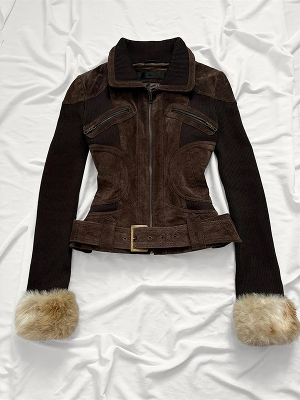 

Женская осенне-зимняя винтажная ретро-куртка на молнии, приталенная, из смесового хлопка, для повседневной носки, модная