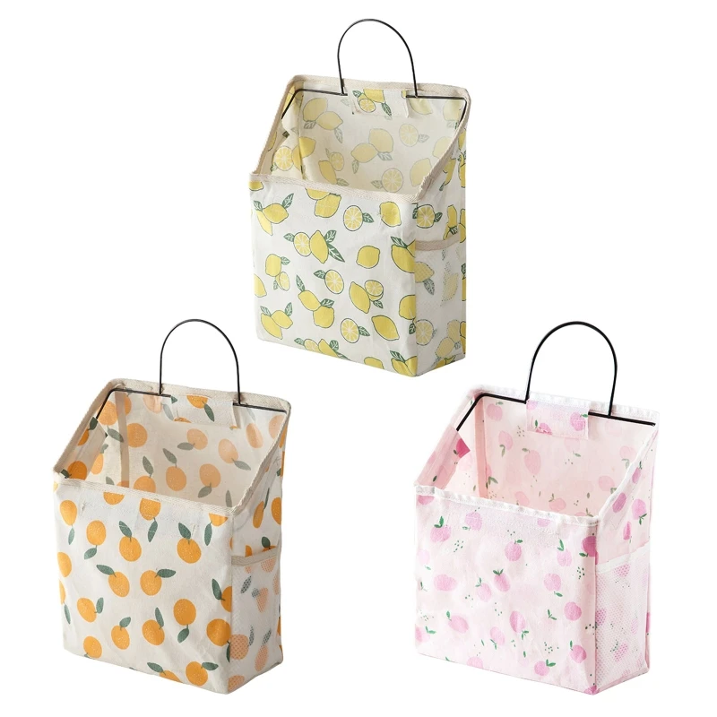 

Multifunctional Hanging Storage Bag, Cartoon Fruit Pattern, Canvas Box Container for Home, Bedroom, Bathroom Wall