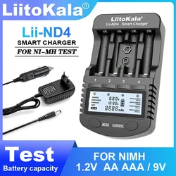 LiitoKala Lii-ND4 9V Battery Charger NiMH/Cd 1.2V AA AAA Charging Battery Charger LCD Display and Test Battery Capacity