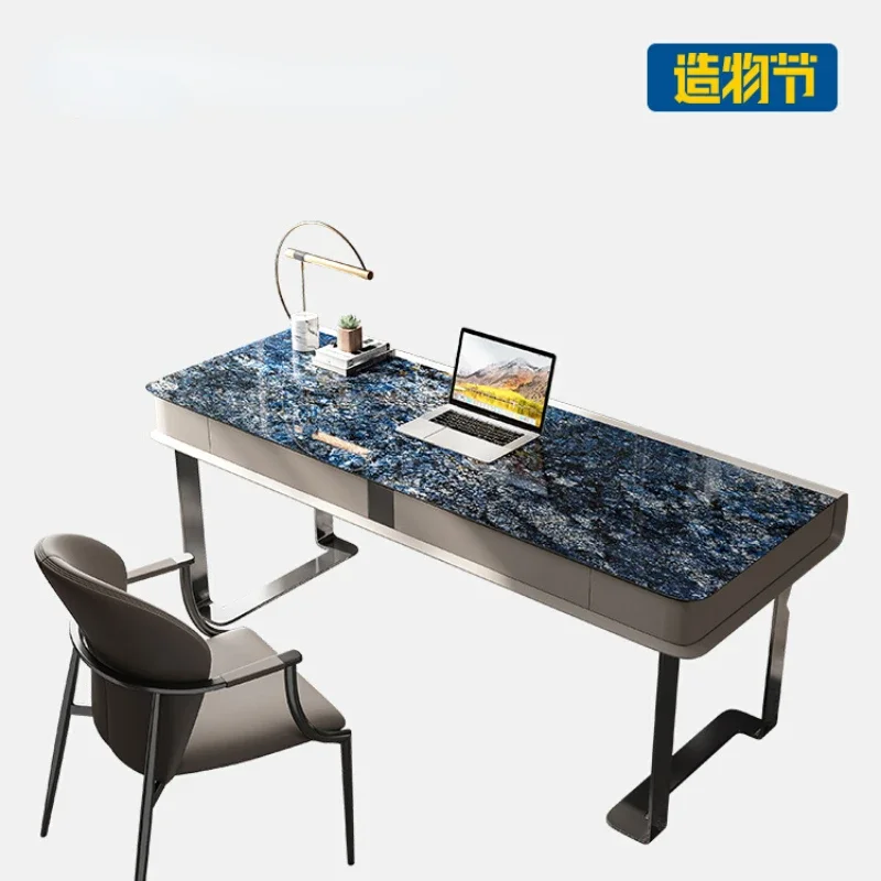 

Natural Luxury Stone Desk Modern Designer New Large Apartment Home High-End