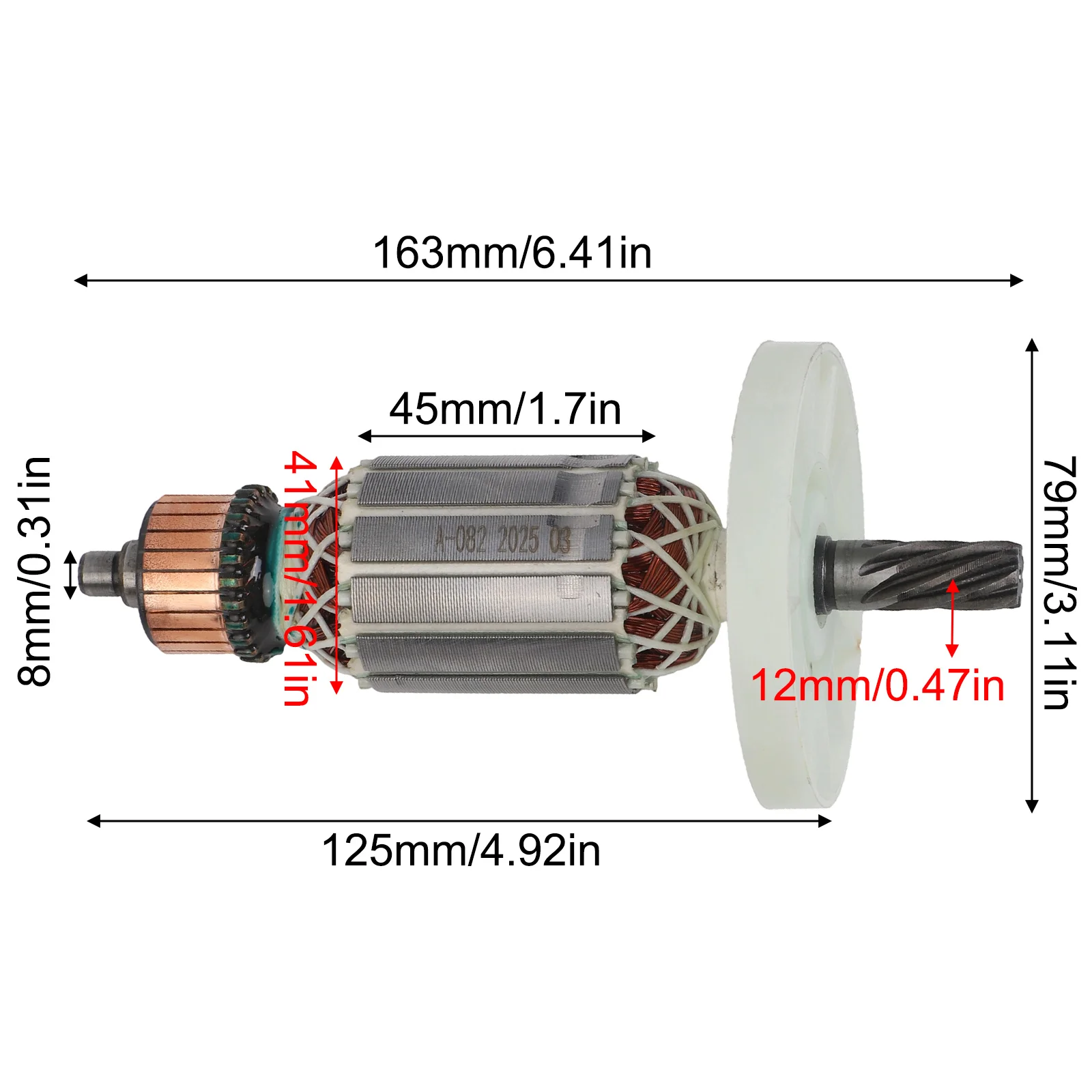 For ROTOR Anchor Replacement Armature 7 Teeth for HM0810 For Electric Rotary Hammer AC220V-240V Metal Part for Tool Repair