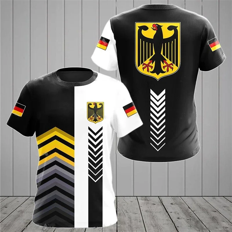 2026 Modisches Deutsches Flaggen-T-Shirt im Retro 3D-Stil für Herren, Sommer-Outdoor-Sport, Atmungsaktiv und Schnelltrocknend
