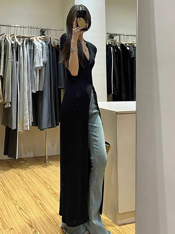 

Sweaters Jumpers Cardigans Womens For Woman Short Merino Contrast Pocket Relaxed Korean Style Modern Fashion Simple Chic Elegant