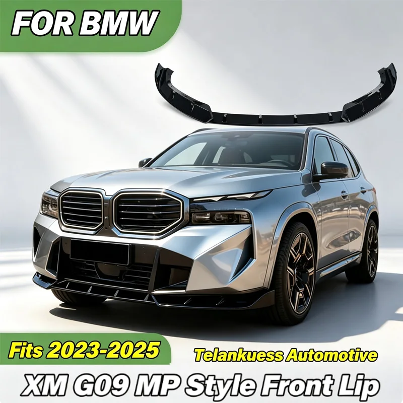 For BMW XM G09 2023 2024 2025 Car Front Bumper Spoiler Lip Black Knight MP Style 3PCS Front Lip Body Modification Kit