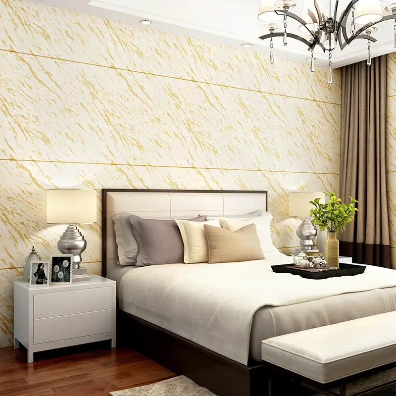 Modern imitation marble tile wallpaper simple 3D video wall bedroom living room TV background wall wallpaper