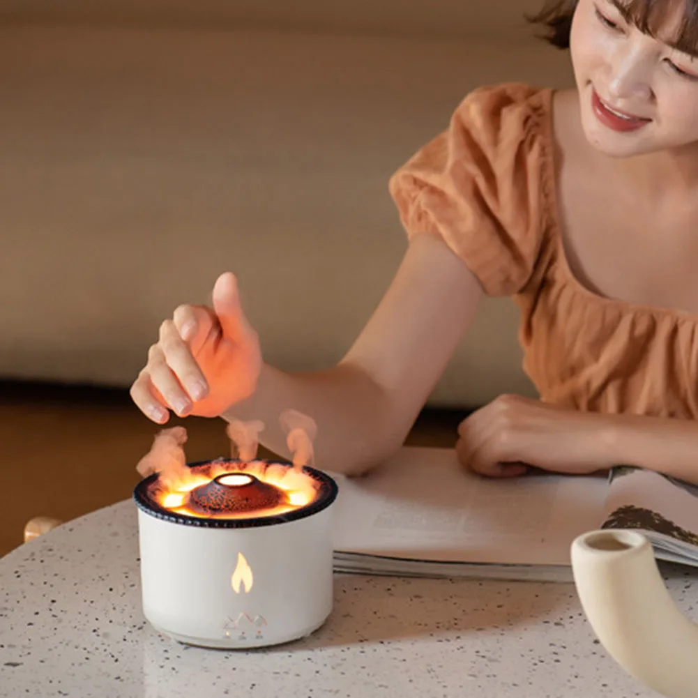Jellyfish Flame Aromatherapy Humidifiers for Family Gifts 360ml Mood Simulation Flame Light Aromatherapy Diffuser Appliance（US）
