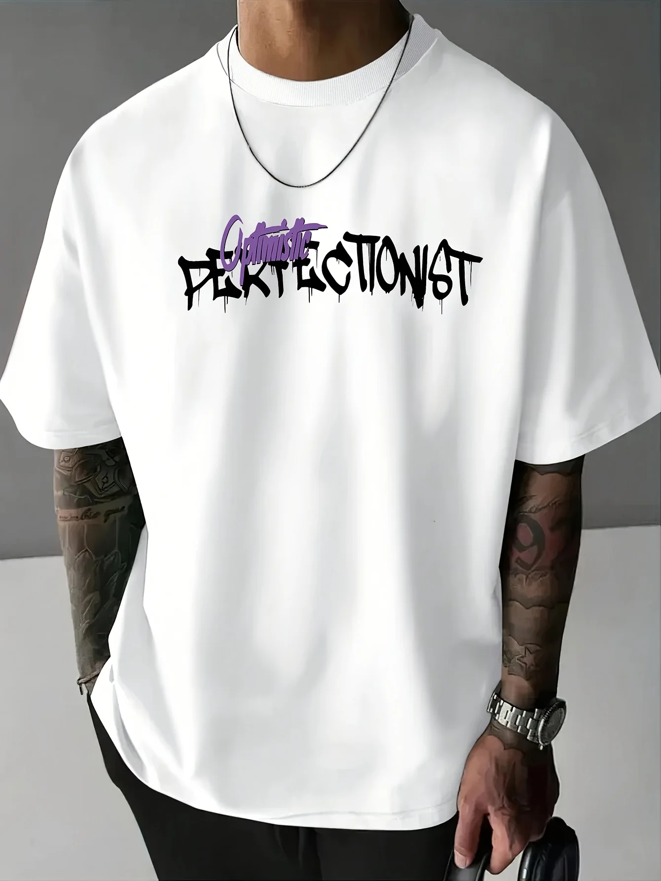 Perfectionist graffiti bear print 100% cotton mens t shirt for summer streetwear and casual everyday urban style