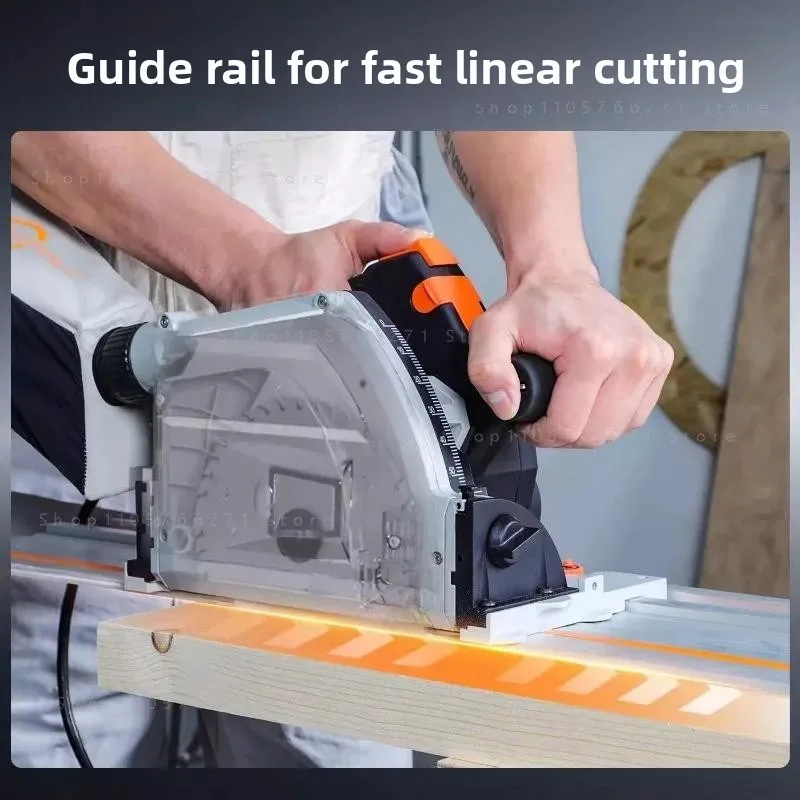 JZY SJ-55 Brushless Track Saw Kit 2KW 55mm 6470RPM 6-Speed Plunge Saw for Wood Aluminum – Dust Free Quick Stop 110V