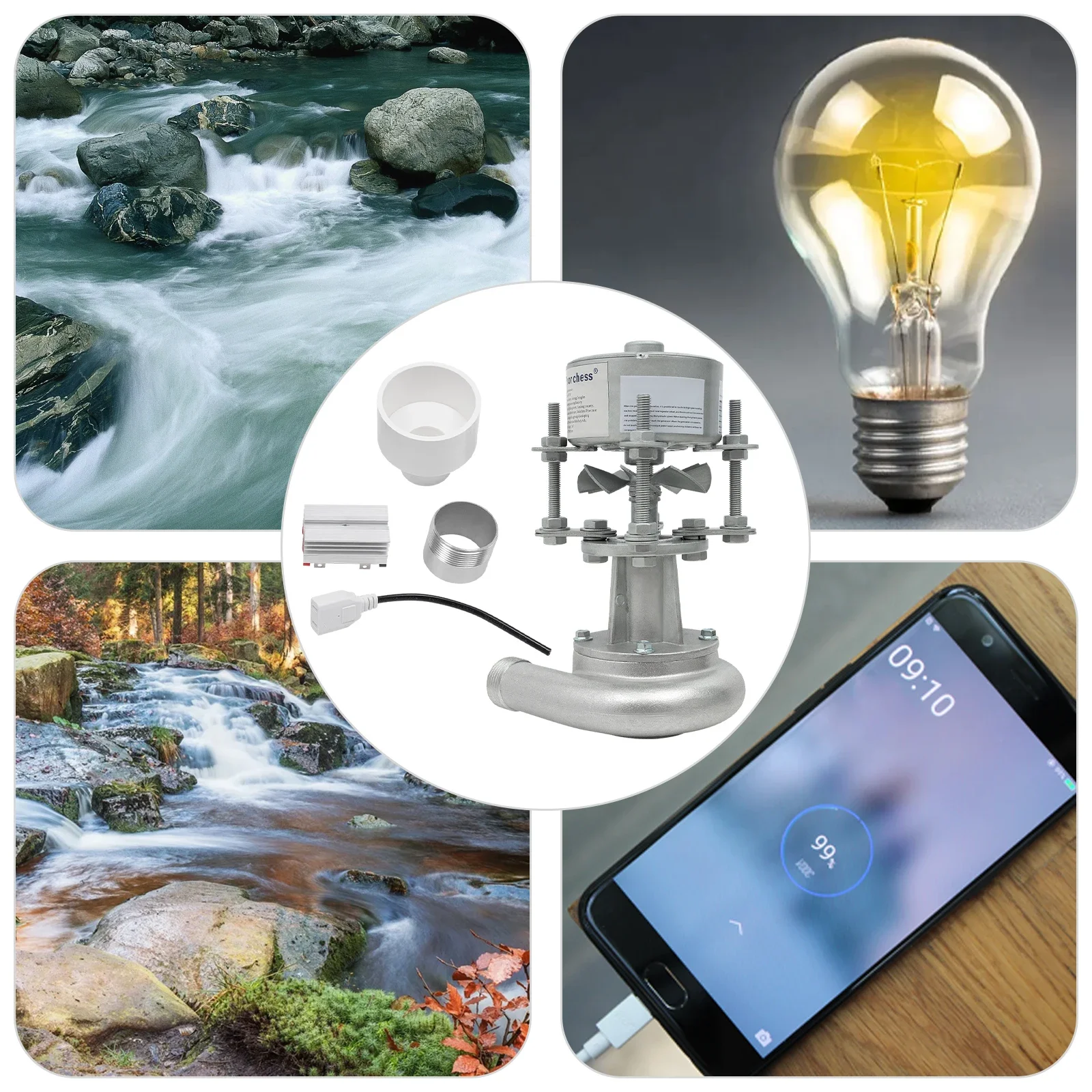 Портативный мини-гидрогенератор, генератор водяной турбины, гидроэлектростанция 2 л/с