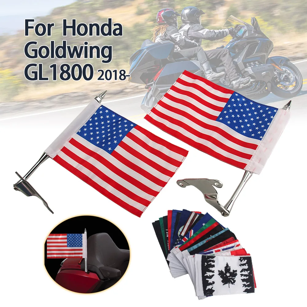 For Goldwing GL1800 Tour Trunk Flag Pole Mount Bracket Motorcycle Flagpole Global Banner Fits For GL 1800 gl1800 2018-2020